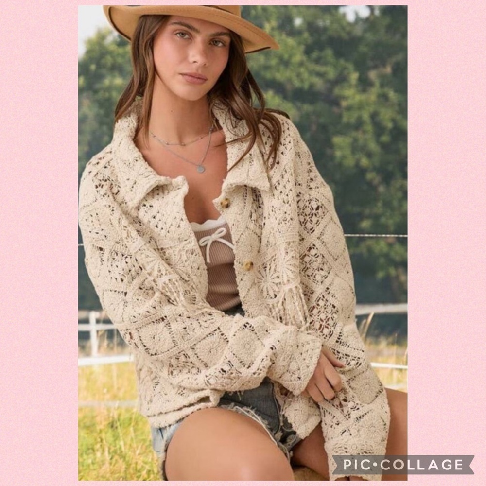 🩷Main Strip Crocheted Fringe Jacket🩷